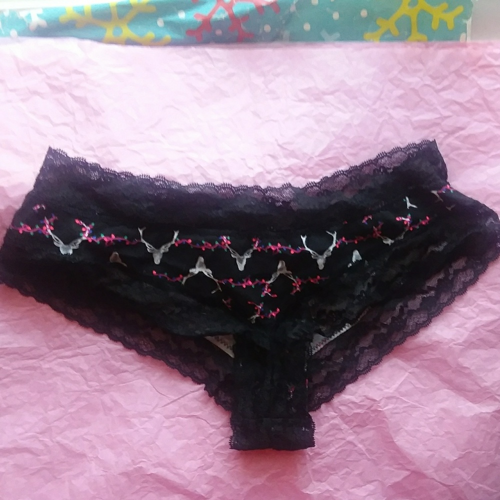 VS Christmas lights deer cheeky panty lace trim
